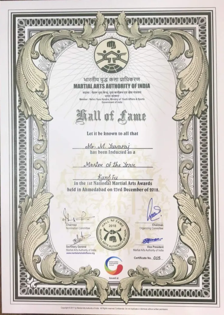 Vonlee Martial Arts Academy award and certification 4
